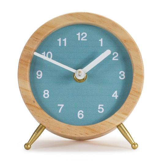 Desk Clock 3"D x 4.75"H Wood/MDF 1AA Battery, Not Included