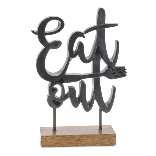 Eat Out Sign 5.25"L x 8.75"H Resin