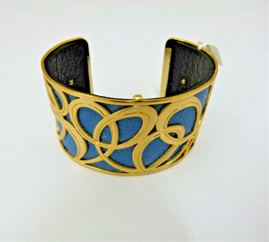 Brighton Christo Wide Cuff Gold Vienna Blue/Black Reversible Strap